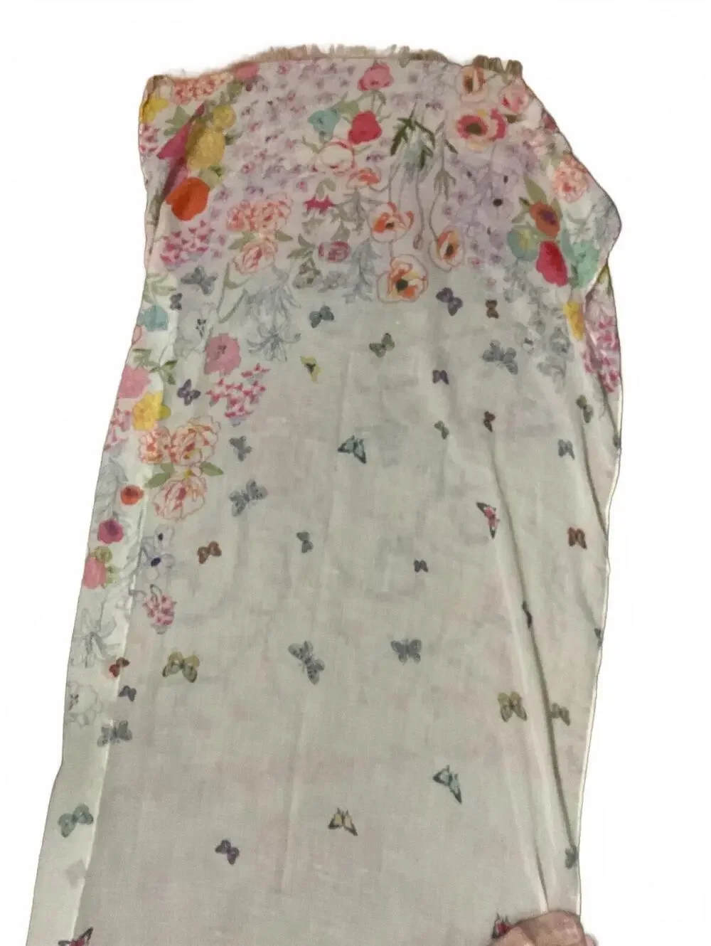 Lightweight Floral and Butterfly Print Shaw/Wrap